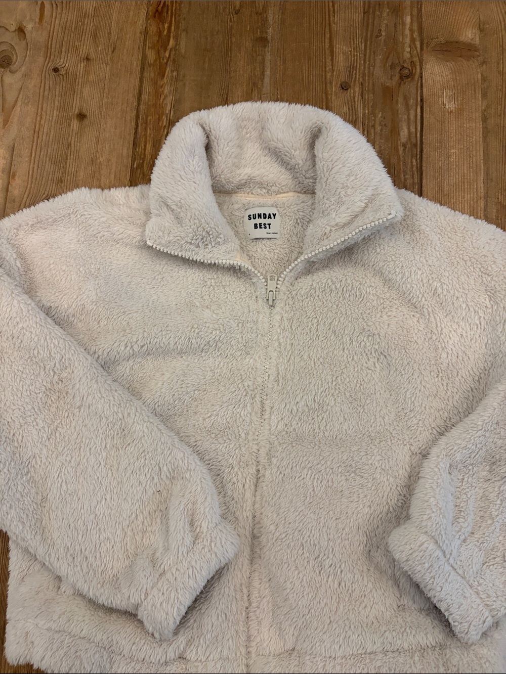 Sunday Best Soft Cream Sherpa Puffer Jacket for Kids